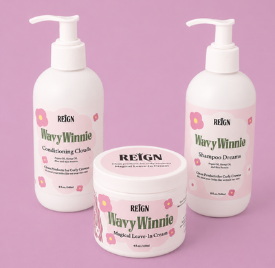 REIGN Full Crown Set complete curl care routine for kids sulfate free shampoo conditioner and leave in cream