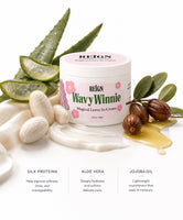 REIGN Magical Leave In Cream kids curl cream ingredients silk protein aloe vera and jojoba oil flat lay